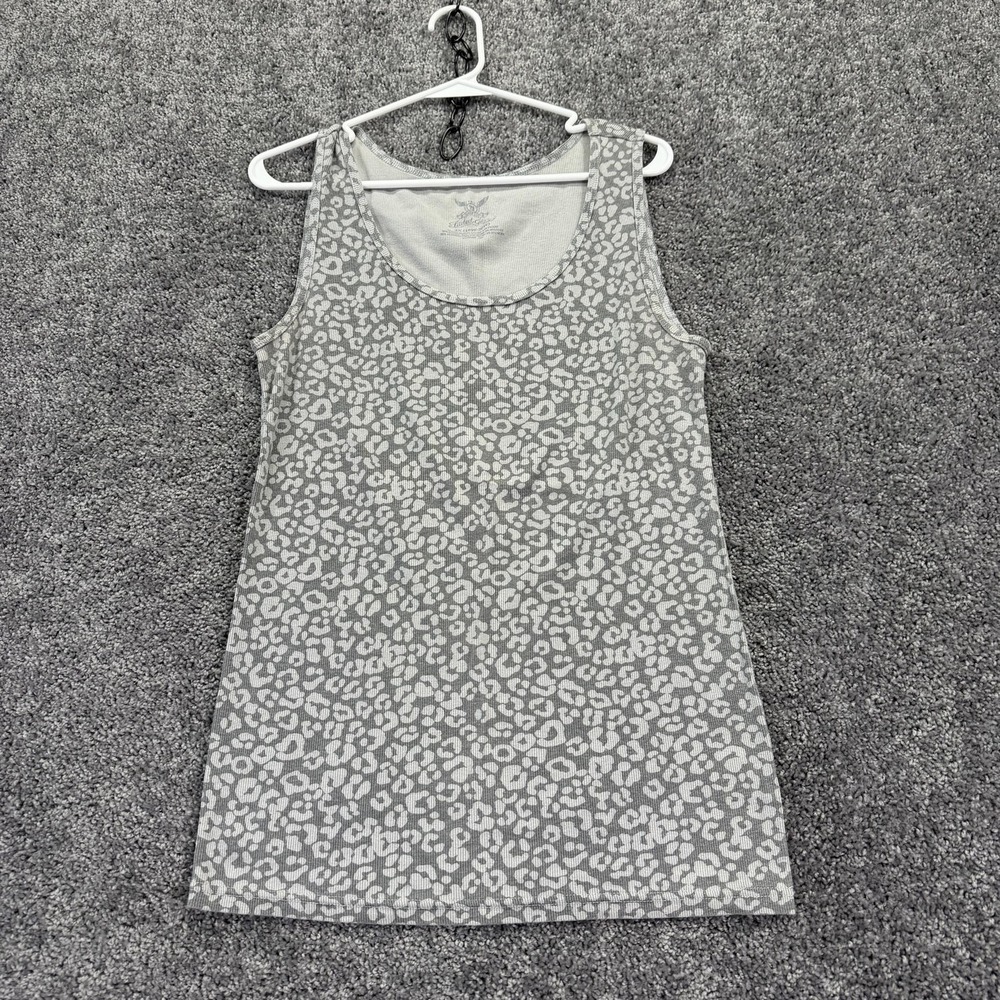 Faded Glory Tank Top Womens 2X Gray Leopard Scoop Neck Tagless Summer Casual